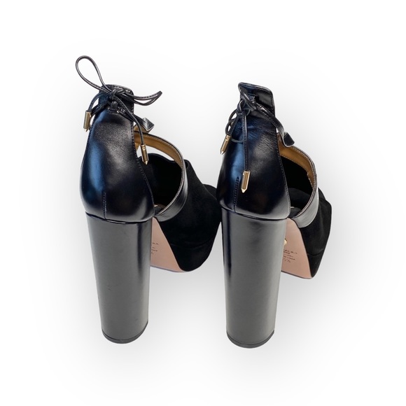 HTF: new Aquazzurra ☻︎ Kaya Plateau Platform Suede Sandals ☻︎ Red Carpet 40.5 10 - Picture 7 of 17